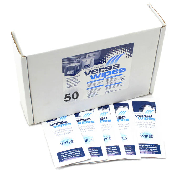 Versawipes - Thermal Printhead Cleaning Wipes for Printer Maintenance - Box of 50 Individually Wrapped Wipes