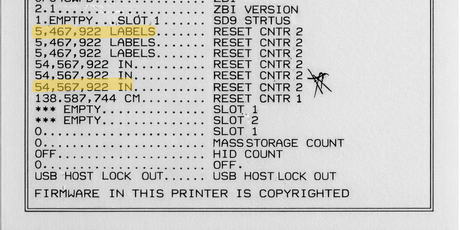 One Zebra ZT410 Label Printer.  54 MILLION inches printed. Still going strong......