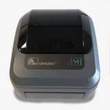 Front view Zebra GK420d desktop barcode printer 203dpi direct thermal label printer USB connectivity