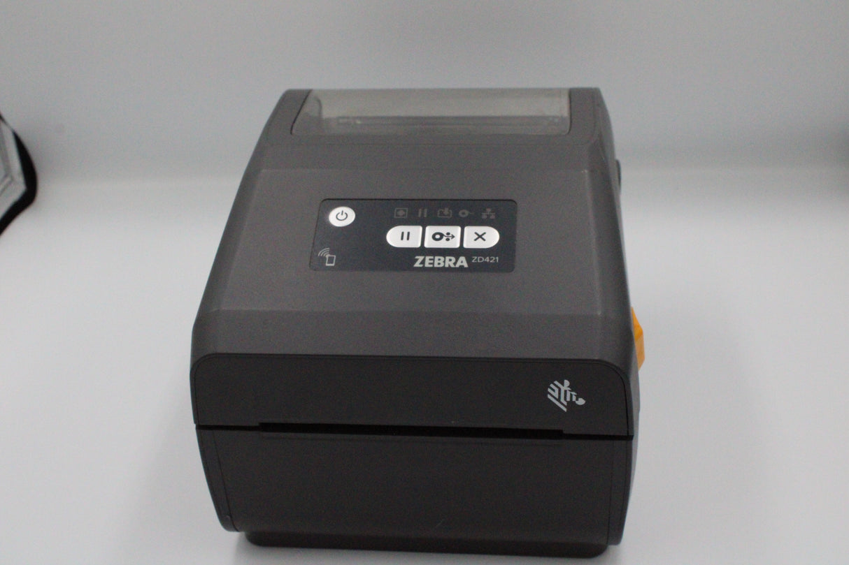 Zebra ZD421 direct thermal label printer 203dpi front view USB Ethernet Bluetooth